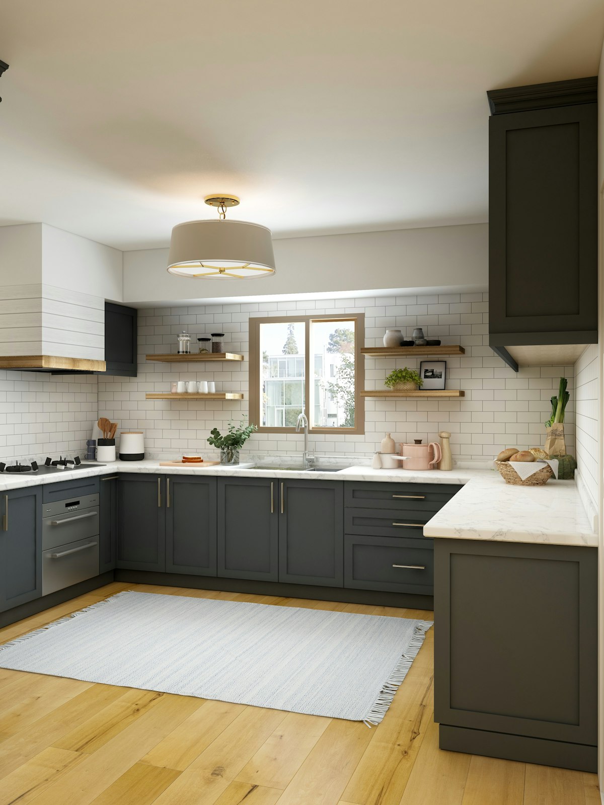Modular kitchen cabinets with aluminum profiles