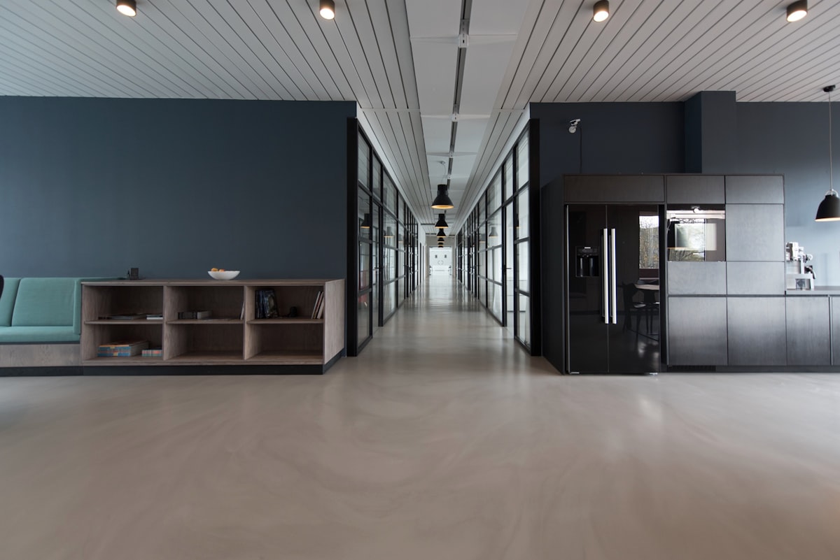 Modern office with glass partition walls